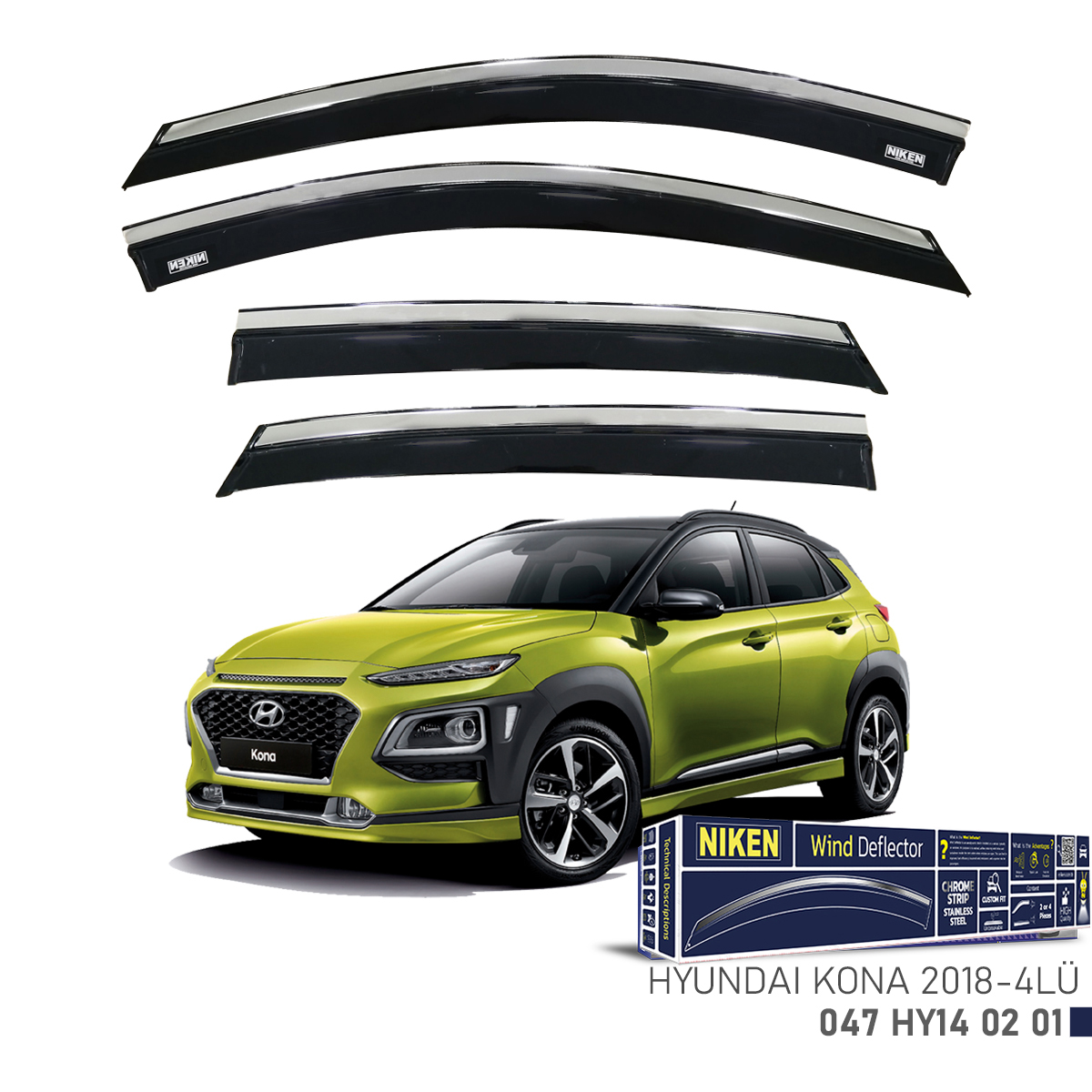 Hyundai%20Kona%202023%20Sonrası%20Uyumlu%20Kromlu%20Cam%20Rüzgarlığı%204Lü