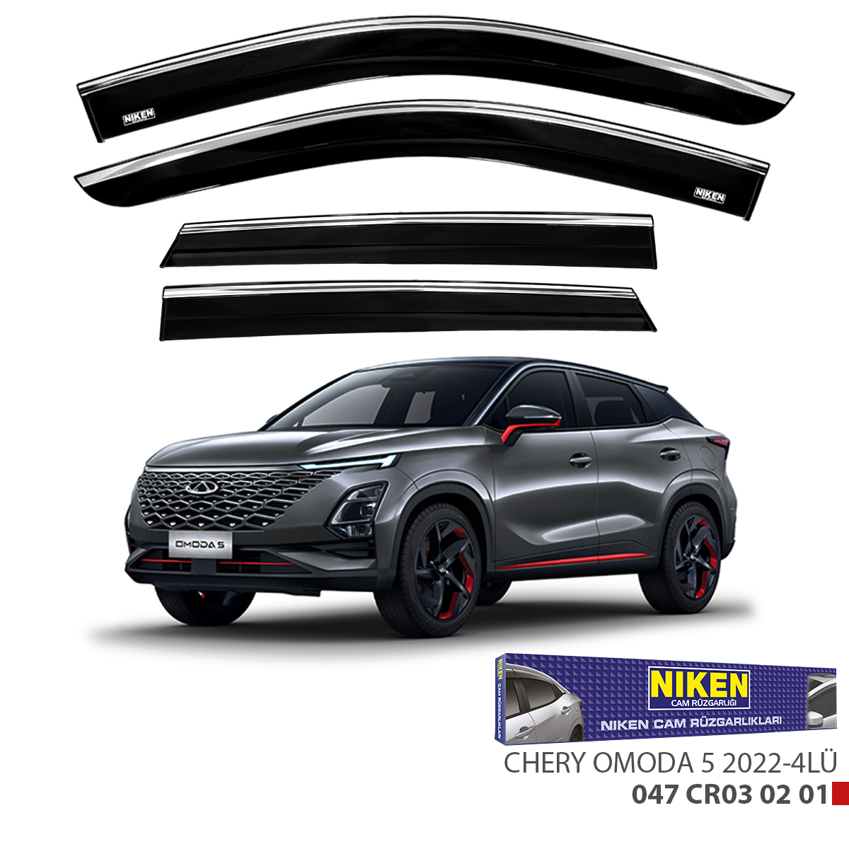 Niken%20Chery%20Omoda%205%202022%20Sonrası%20Kromlu%20Cam%20Rüzgarlığı%204Lü