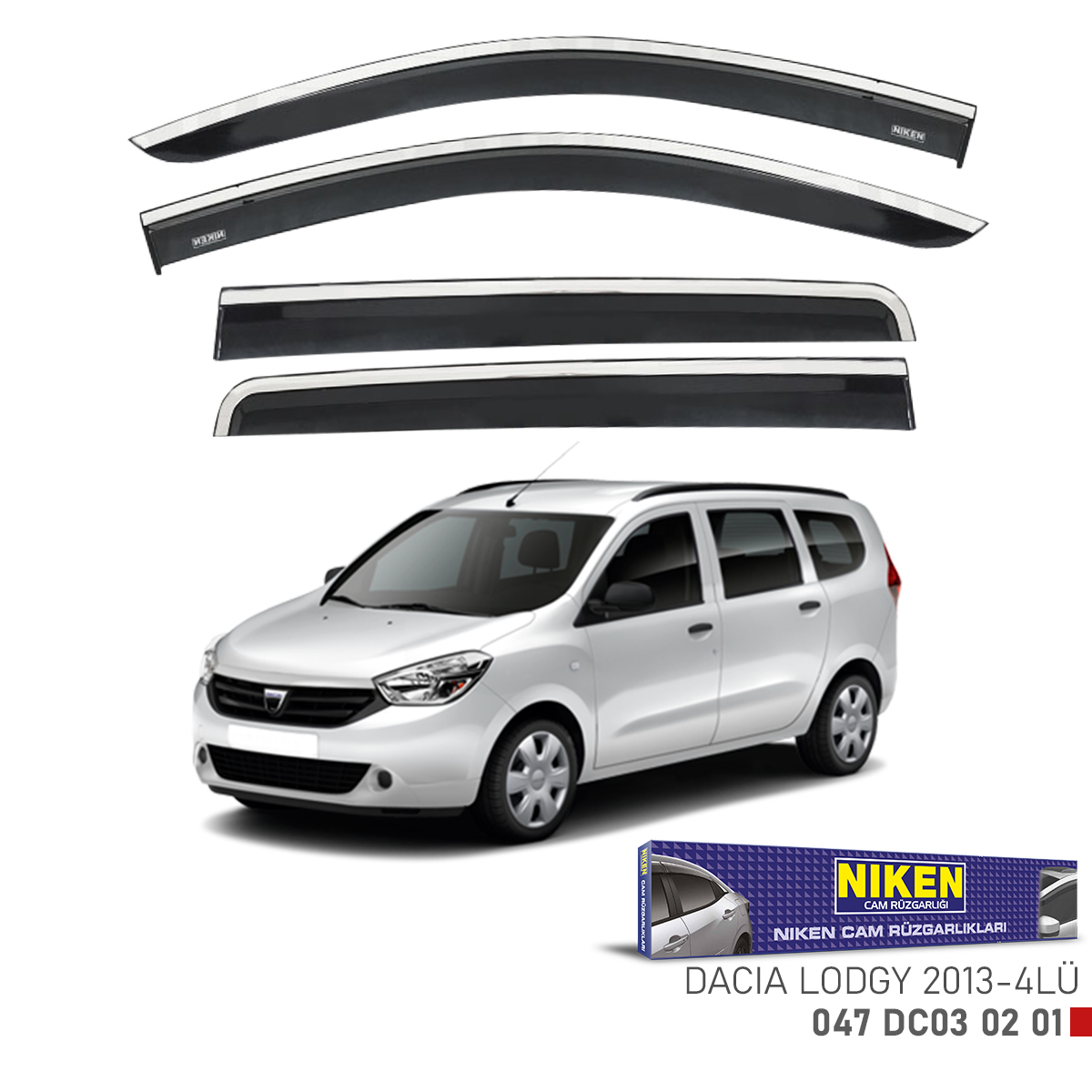 Niken%20Dacia%20Lodgy%202013%20Sonrası%20Kromlu%20Cam%20Rüzgarlığı%204Lü