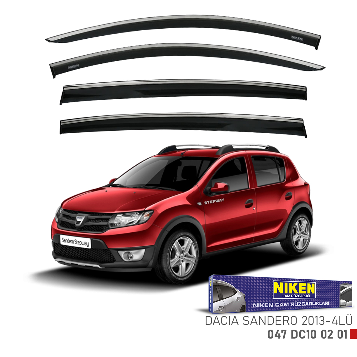 Niken%20Dacia%20Sandero%202013-2020%20Kromlu%20Cam%20Rüzgarlığı%204Lü