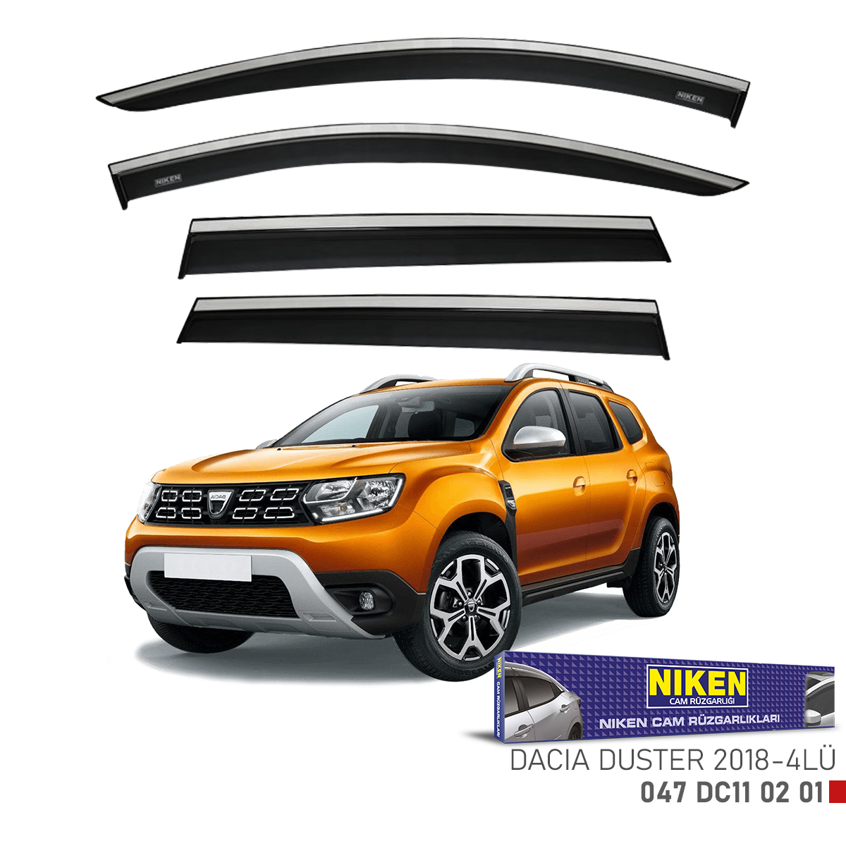 Niken%20Dacia%20Duster%202018%20Sonrası%20Kromlu%20Cam%20Rüzgarlığı%204Lü