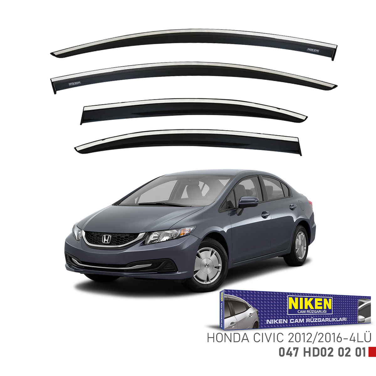 Niken%20Honda%20Civic%202012-2016%20Kromlu%20Cam%20Rüzgarlığı%204Lü