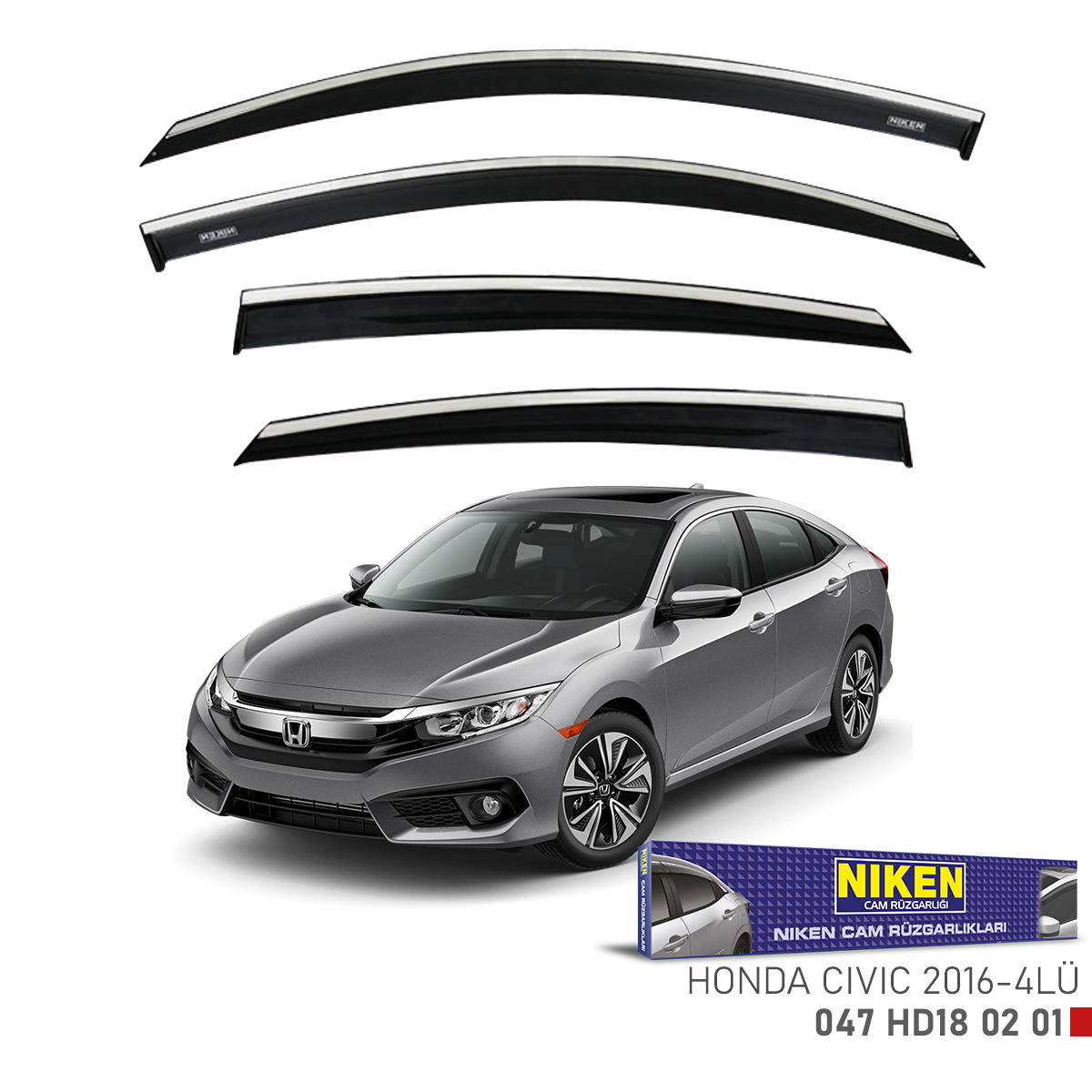 Niken%20Honda%20Civic%202016-2020%20Kromlu%20Cam%20Rüzgarlığı%204Lü