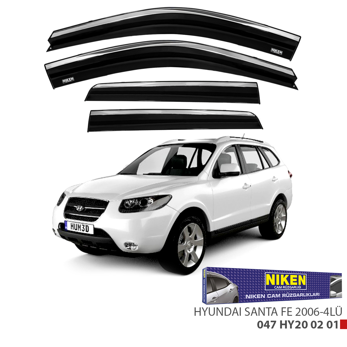 Niken%20Hyundai%20Santa%20Fe%202006%20Sonrası%20Kromlu%20Cam%20Rüzgarlığı%204Lü