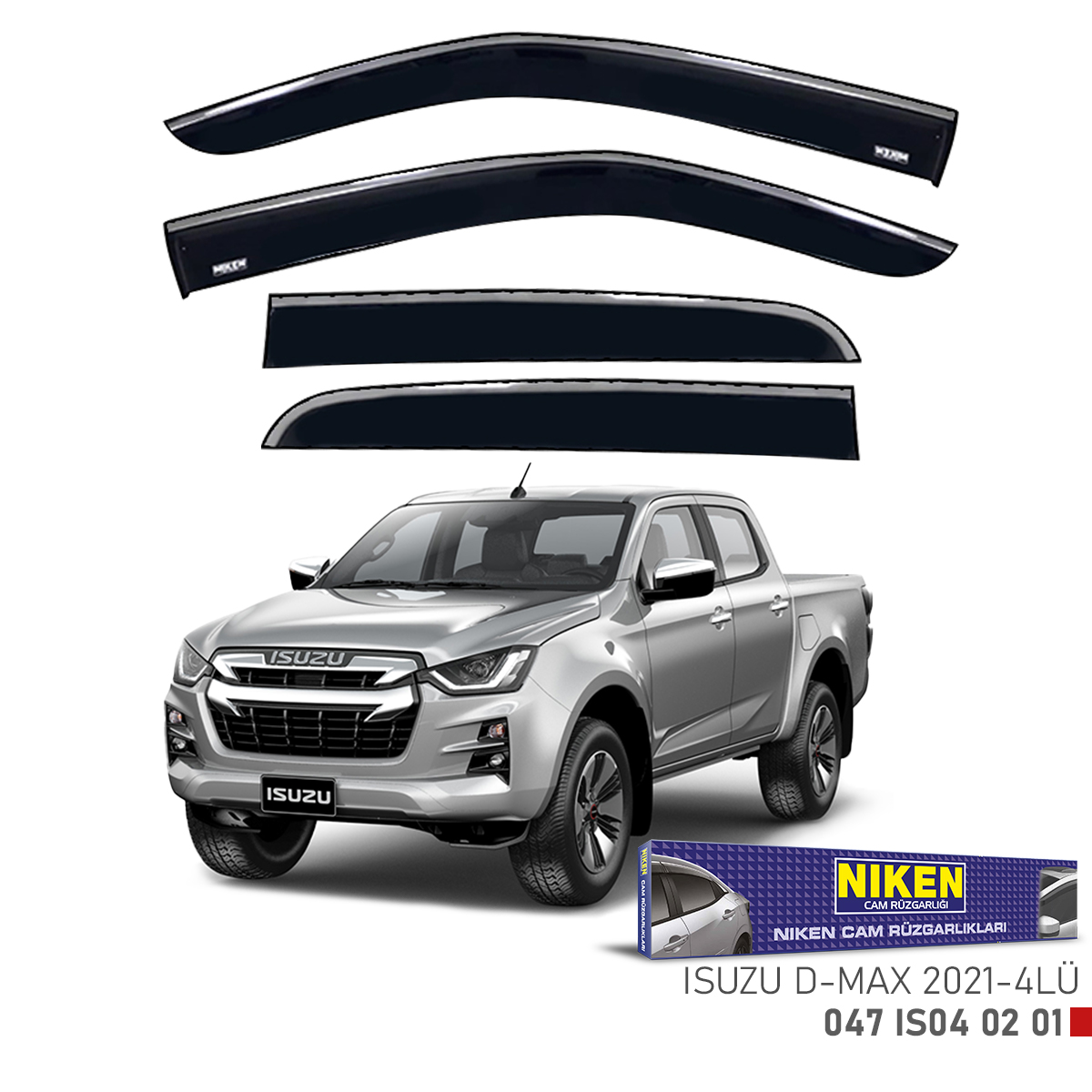 Niken%20Isuzu%20D-Max%202021%20Sonrası%20Kromlu%20Cam%20Rüzgarlığı%204Lü