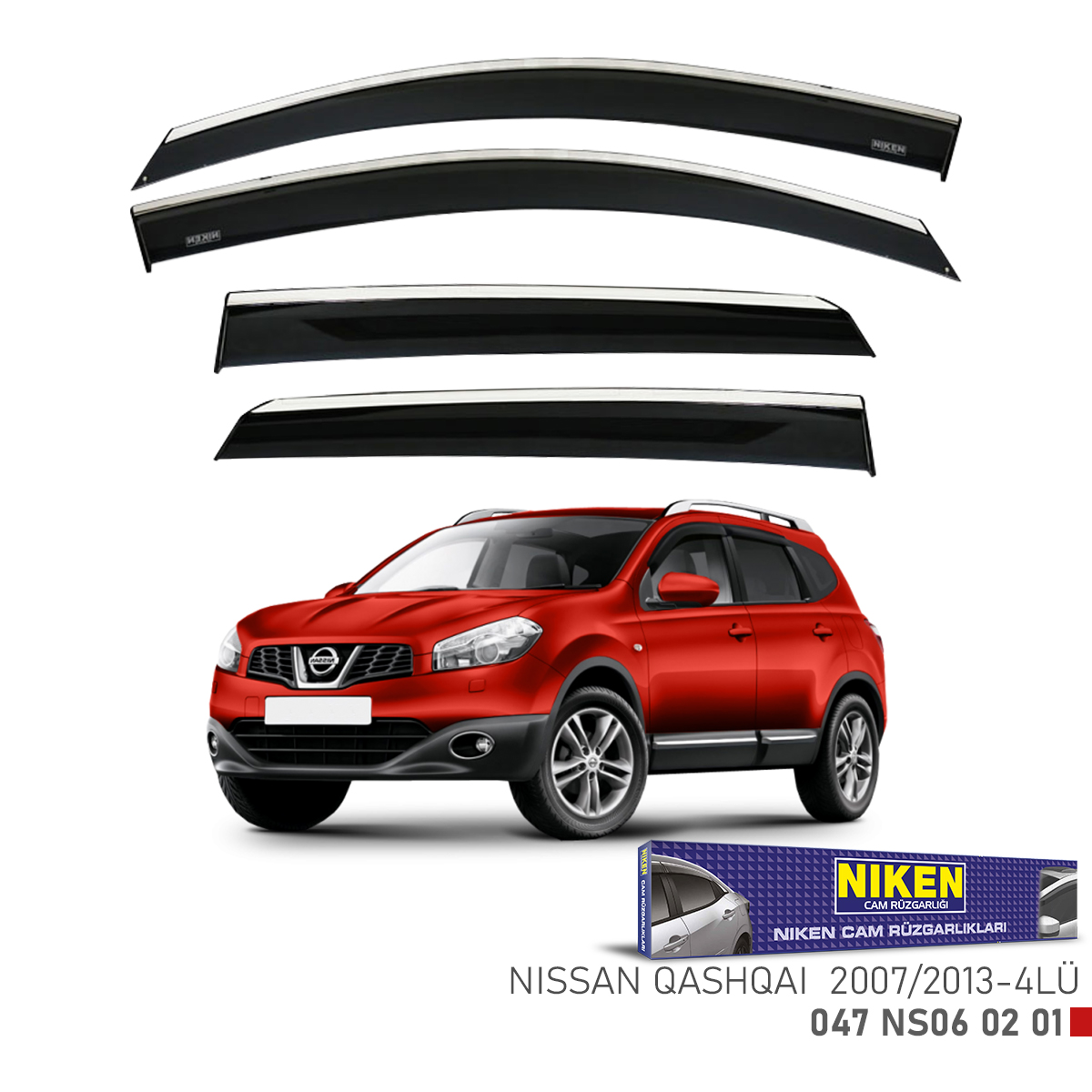 Niken%20Nissan%20Qashqai%202007-2013%20Kromlu%20Cam%20Rüzgarlığı%204Lü