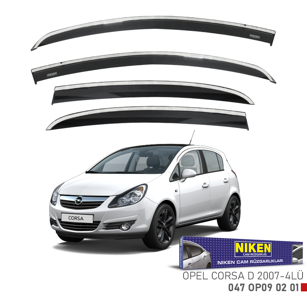 Niken%20Opel%20Corsa%20D%202007%20Sonrası%20Kromlu%20Cam%20Rüzgarlığı%204Lü