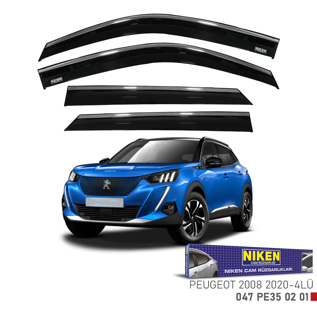 Niken%20Peugeot%202008%202020%20Sonrası%20Kromlu%20Cam%20Rüzgarlığı%204Lü