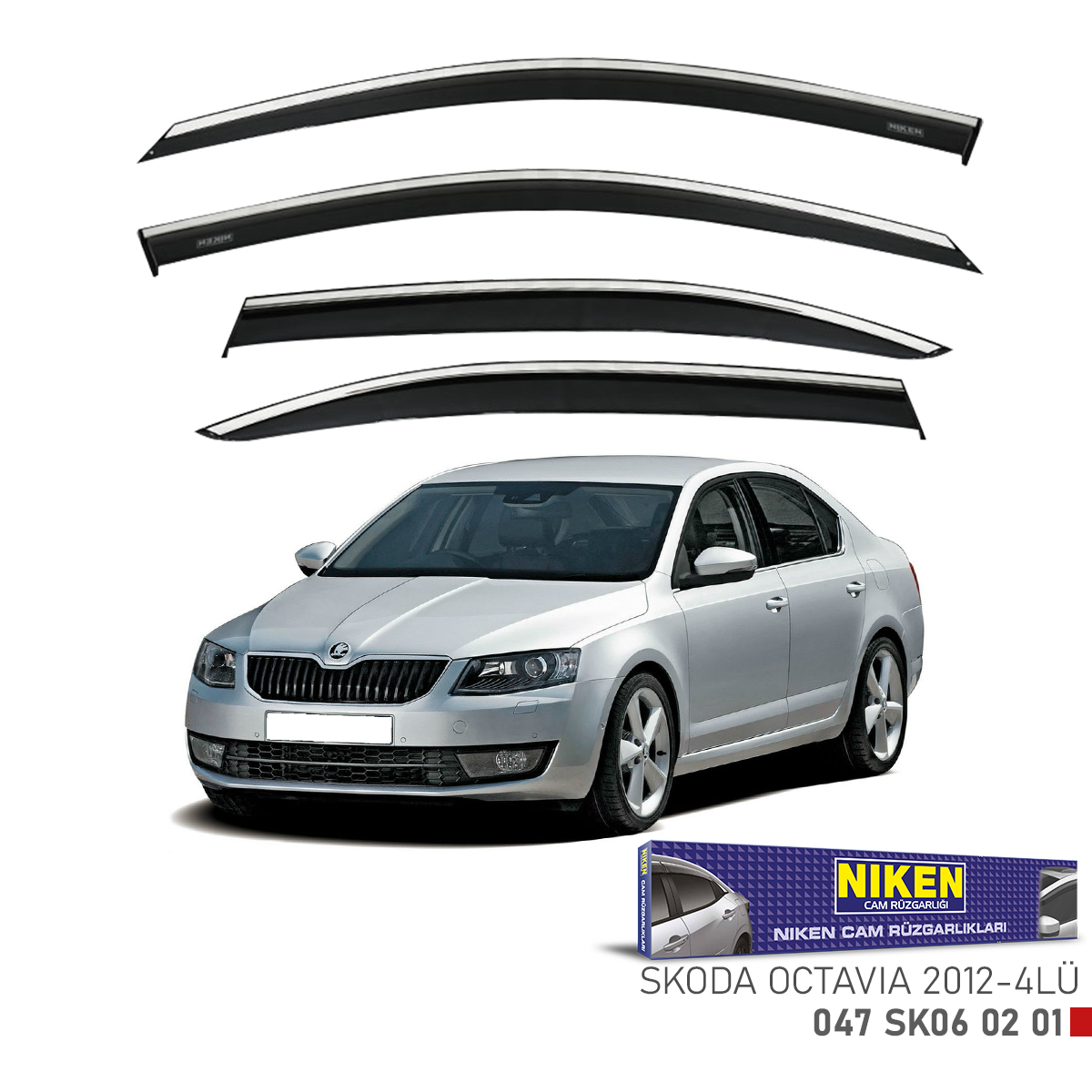 Niken%20Skoda%20Octavıa%202012%20Sonrası%20Kromlu%20Cam%20Rüzgarlığı%204Lü