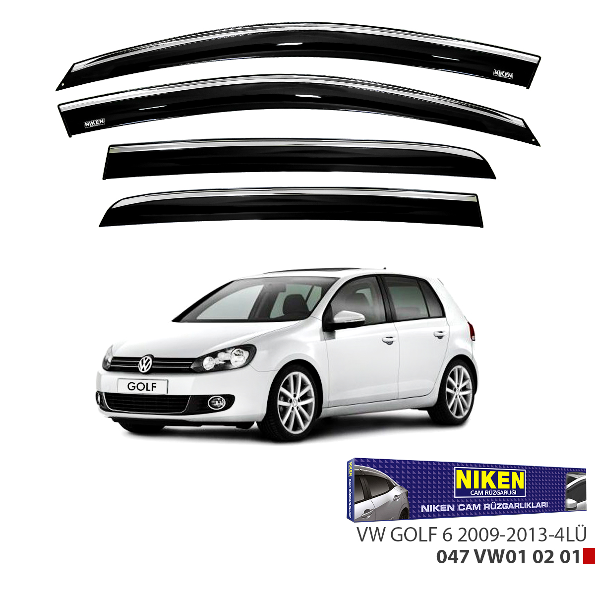 Niken%20Vw%20Golf%206%202009-2013%20Kromlu%20Cam%20Rüzgarlığı%204Lü