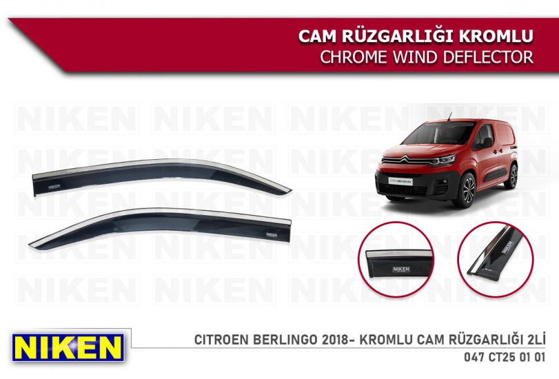 Replax Citroen Berlingo 2018 Sonrası Kromlu Cam Rüzgarlığı 4Lü
